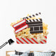 Popcorn, admission ticket and movie clapper Wall Decal