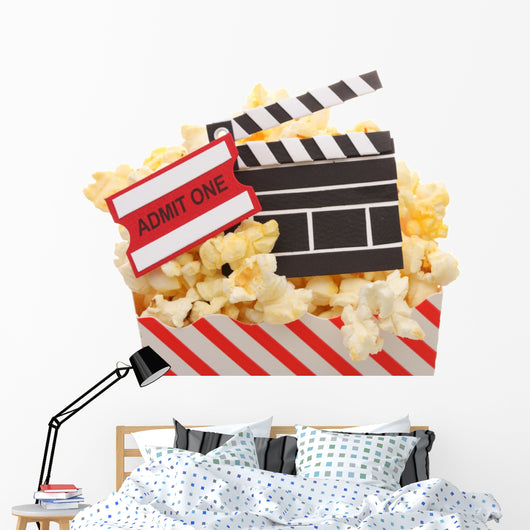 Popcorn, admission ticket and movie clapper Wall Decal