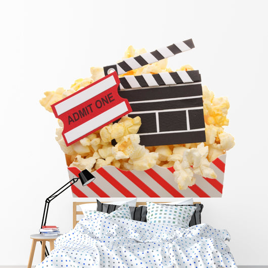 Popcorn, admission ticket and movie clapper Wall Decal