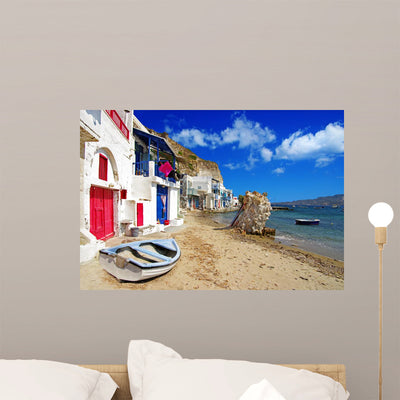Traditional Greece Scenery Milos Wall Mural shown on a wall