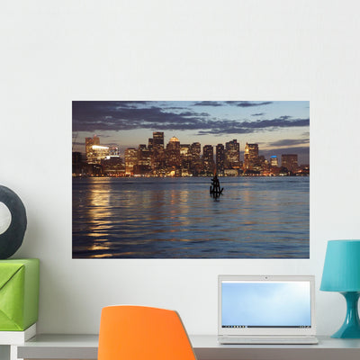 Bostontwilightskyline Wall Mural shown on a wall