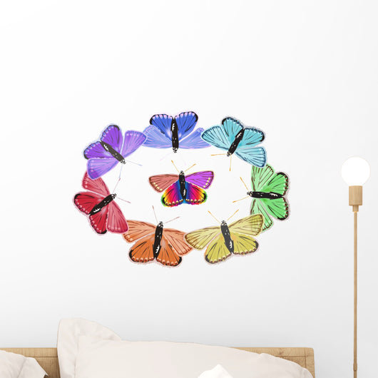 Rainbow Colors Butterflies Wall Decal