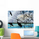 Three Storks Blue Forest Wall Mural