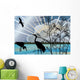 Three Storks Blue Forest Wall Mural