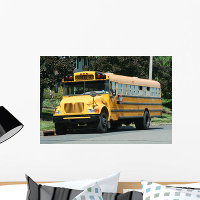 Yellow Schoolbus shown on a wall