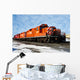 heavy diesel north american locomotive in winter Wall Mural