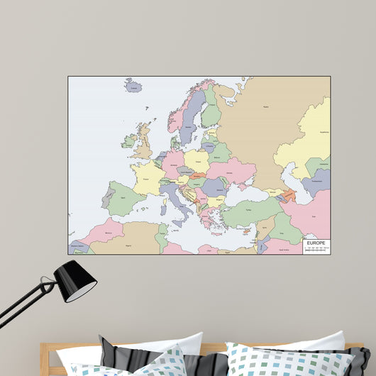 Contour Map Europe Wall Mural