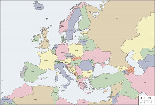 Contour Map Europe Wall Mural