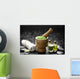 Wooden Mortar and Pestle with Towel and Massage Oil Wall Mural