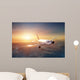 Airplane in the sky at sunset Wall Mural