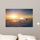 Airplane in the sky at sunset Wall Mural