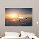 Airplane in the sky at sunset Wall Mural