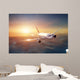 Airplane in the sky at sunset Wall Mural