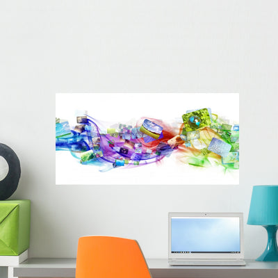 Colorful Smoke with Images Wall Decal shown on a wall
