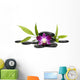 Beautiful orchid and bamboo plant with stacked stones Wall Decal
