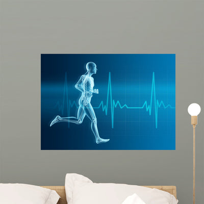 Running Man Silhouette with shown on a wall