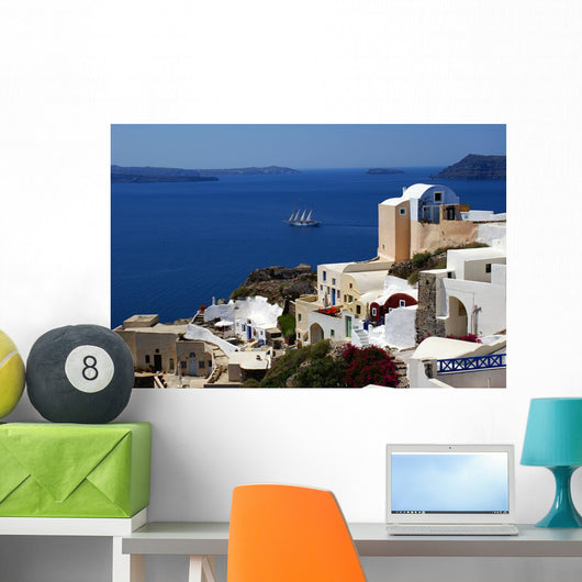 Architecture on Santorini island, Greece Wall Mural