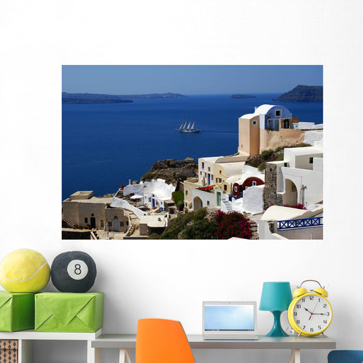 Architecture on Santorini island, Greece Wall Mural