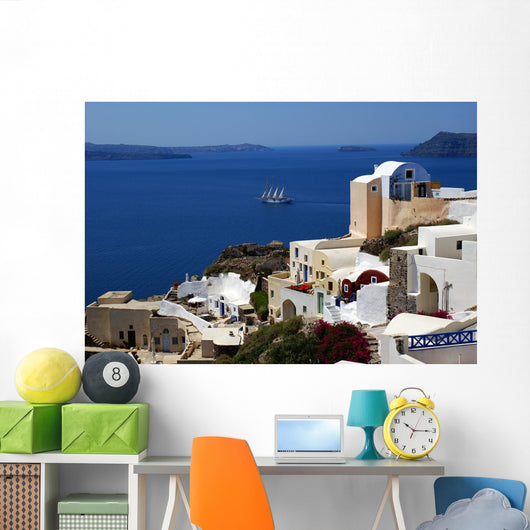 Architecture on Santorini island, Greece Wall Mural