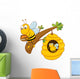 honey bee and comb Wall Decal
