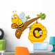 honey bee and comb Wall Decal