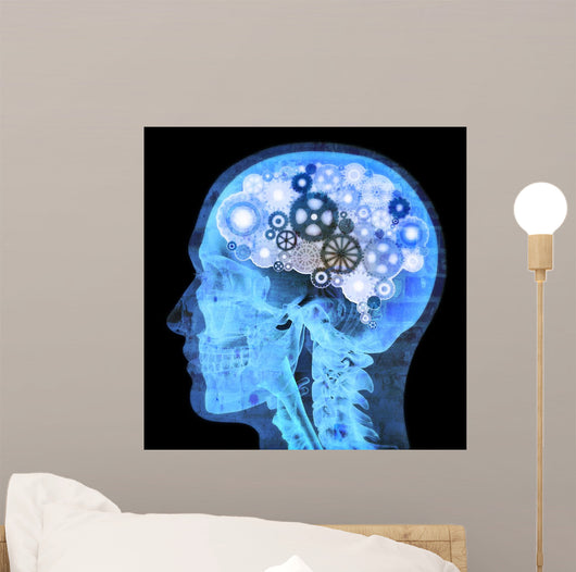 Intellectual thinker , Human xray with gears for brains Wall Mural