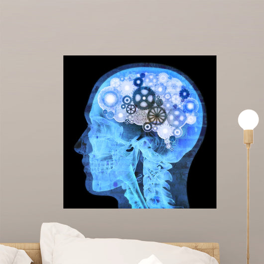 Intellectual thinker , Human xray with gears for brains Wall Mural