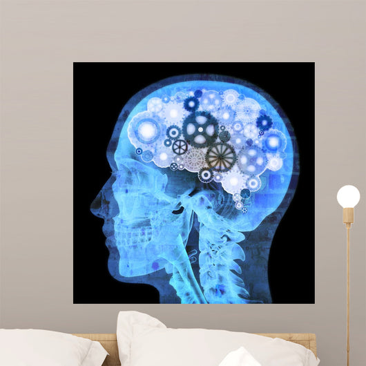 Intellectual thinker , Human xray with gears for brains Wall Mural