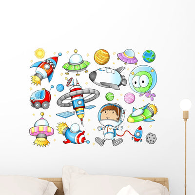 Outer Space Spaceships and shown on a wall