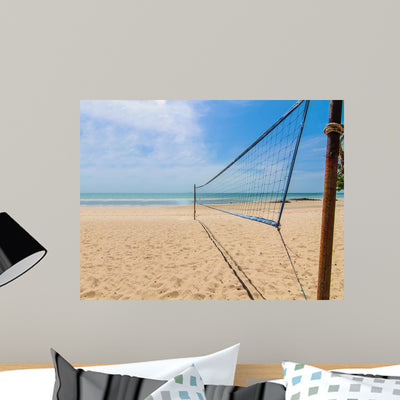 Beach Volleyball Net Sunny Wall Mural shown on a wall