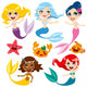 Cute Colorful Mermaids Wall Decal