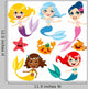 Cute Colorful Mermaids Wall Decal
