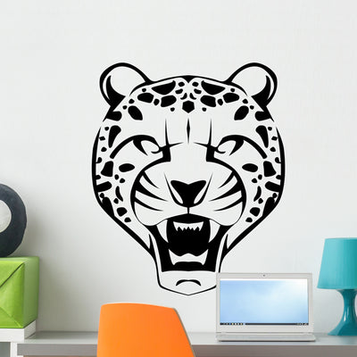 Cheetah Face Wall Decal shown on a wall