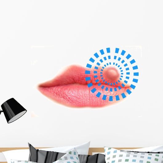 Close up of lips affected by herpes (cold sore) Wall Decal