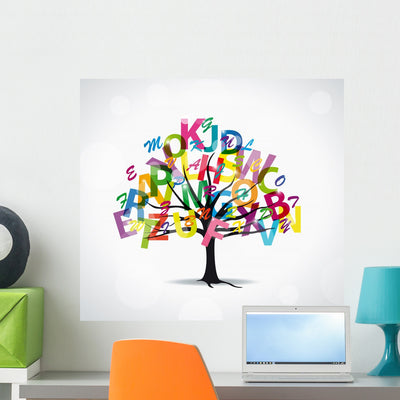 Tree Letters Wall Decal shown on a wall