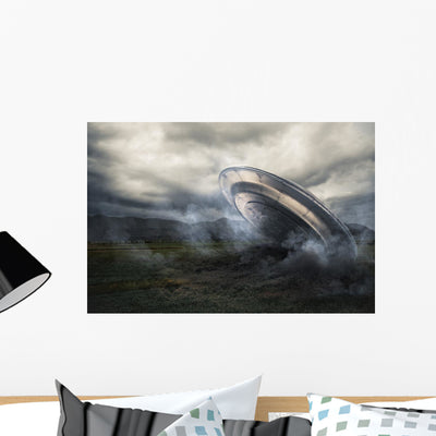 Ufo Crashing Crop Field shown on a wall