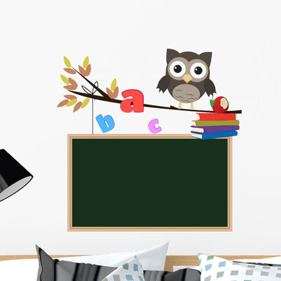 Owl Back to School Wall Decal shown on a wall