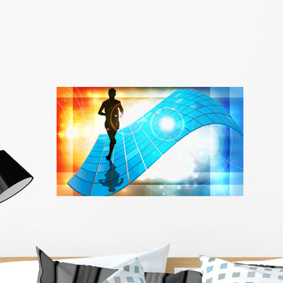 Running Wall Mural shown on a wall