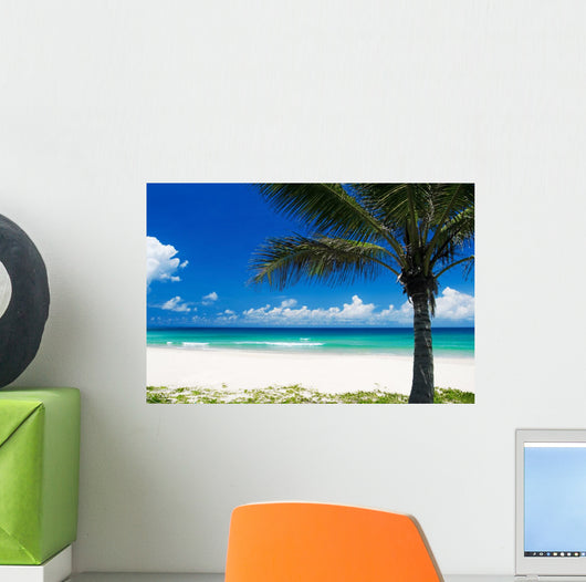 Palm Tree on a Tropical Beach Wall Mural