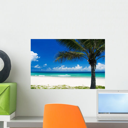 Palm Tree on a Tropical Beach Wall Mural