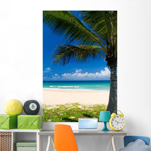 Palm tree on a tropical beach Wall Mural