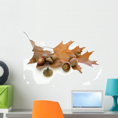 Leaves and Acorns Wall Decal shown on a wall