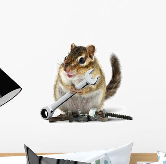 craftsman chipmunk with wrench Wall Decal