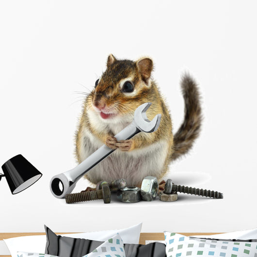 craftsman chipmunk with wrench Wall Decal