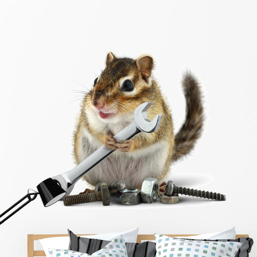 craftsman chipmunk with wrench Wall Decal