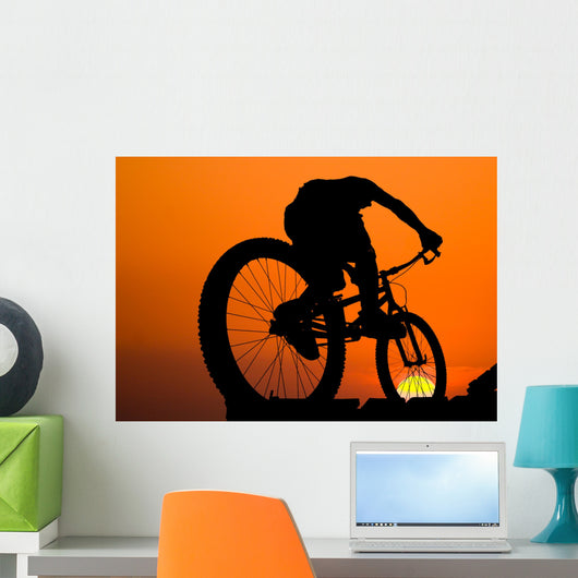 mountainbike silhouette Mountain Biker Silhouette Wall Decal