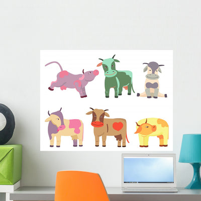 Cows Wall Decal shown on a wall
