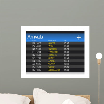 Airport Arrival Timetable Illustration Wall Mural shown on a wall