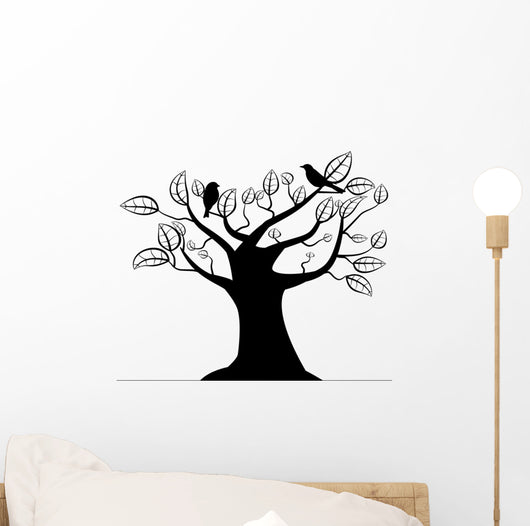 Silhouette Tree with Birds