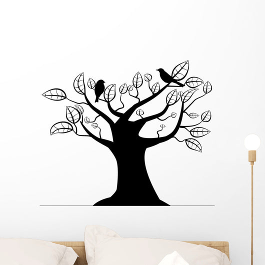 Silhouette Tree with Birds